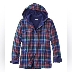L.L.Bean Fleece Lined Flannel Jacket XS | Plaid Hooded Camp Shacket | Cozy Fall